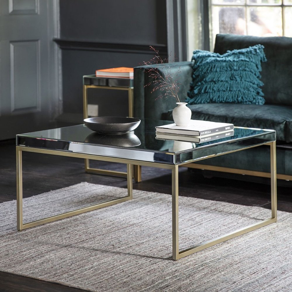Product photograph of Gallery Interiors Pippard Mirrored Top Coffee Table In Champagne from Olivia's.