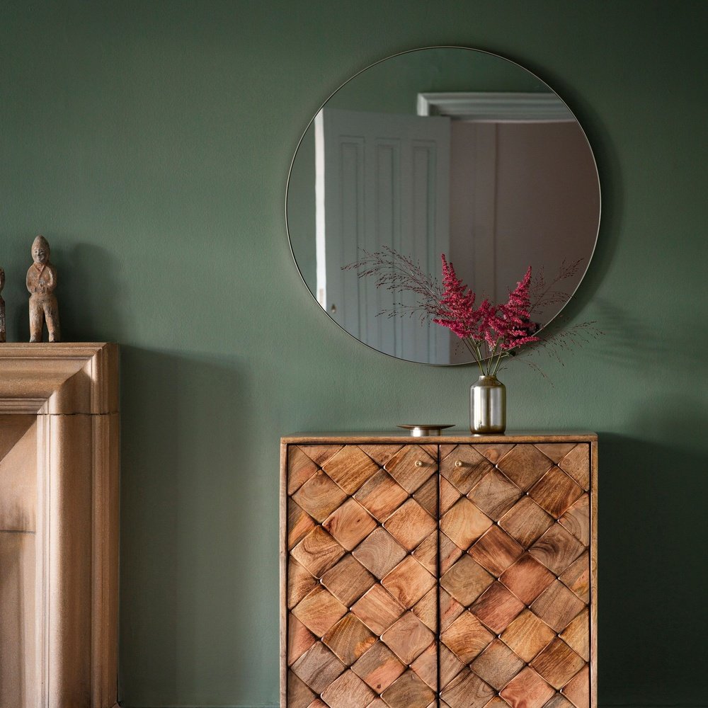 Product photograph of Gallery Interiors Bowie Round Mirror In Silver from Olivia's.