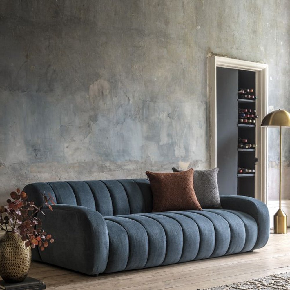 Product photograph of Gallery Interiors Cresta 3 Seater Sofa In Dusty Blue from Olivia's.