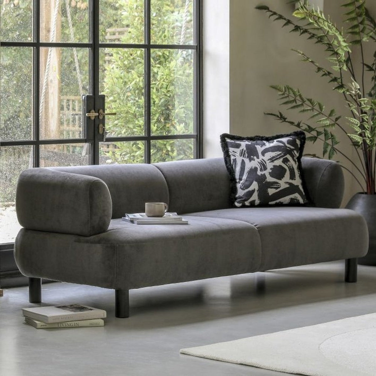 Product photograph of Gallery Interiors Alton 3 Seater Sofa In Anthracite from Olivia's.