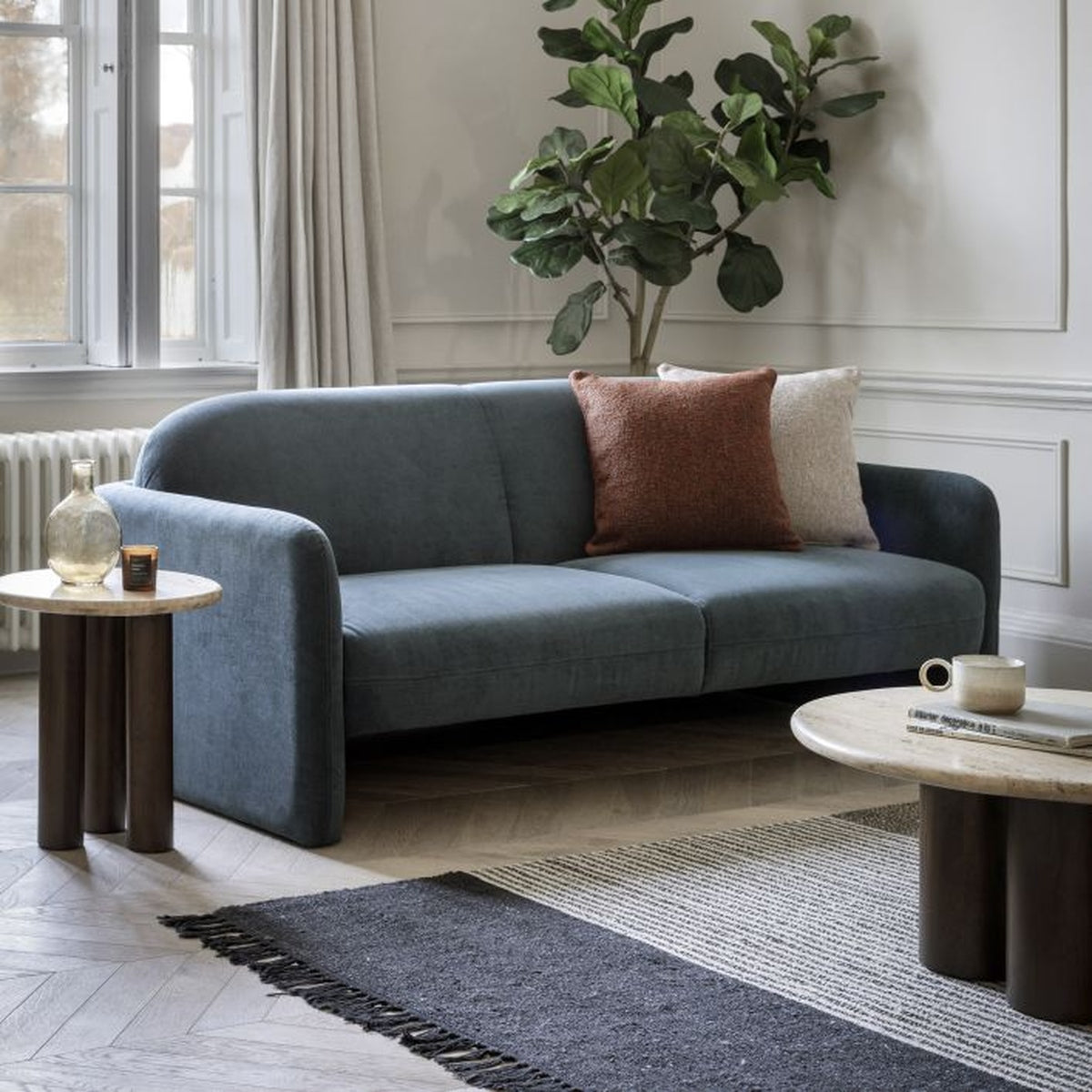 Product photograph of Gallery Interiors Magna 3 Seater Sofa Dusty In Blue from Olivia's.