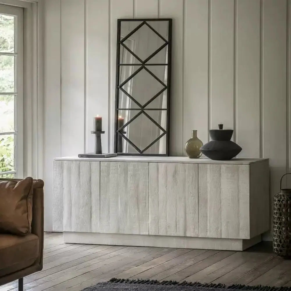 Product photograph of Gallery Interiors Inca 4 Door Sideboard In Whitewash from Olivia's.