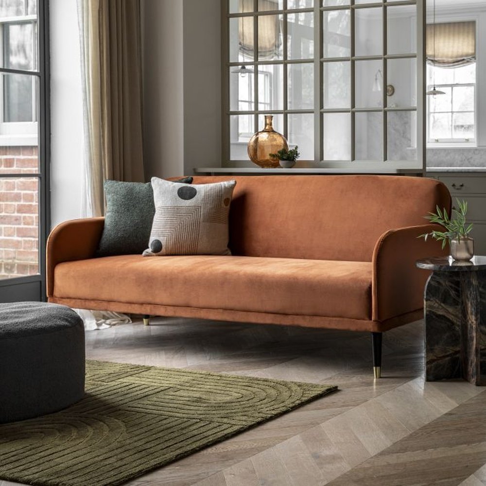 Product photograph of Gallery Interiors Nelson Sofa Bed In Rust from Olivia's.