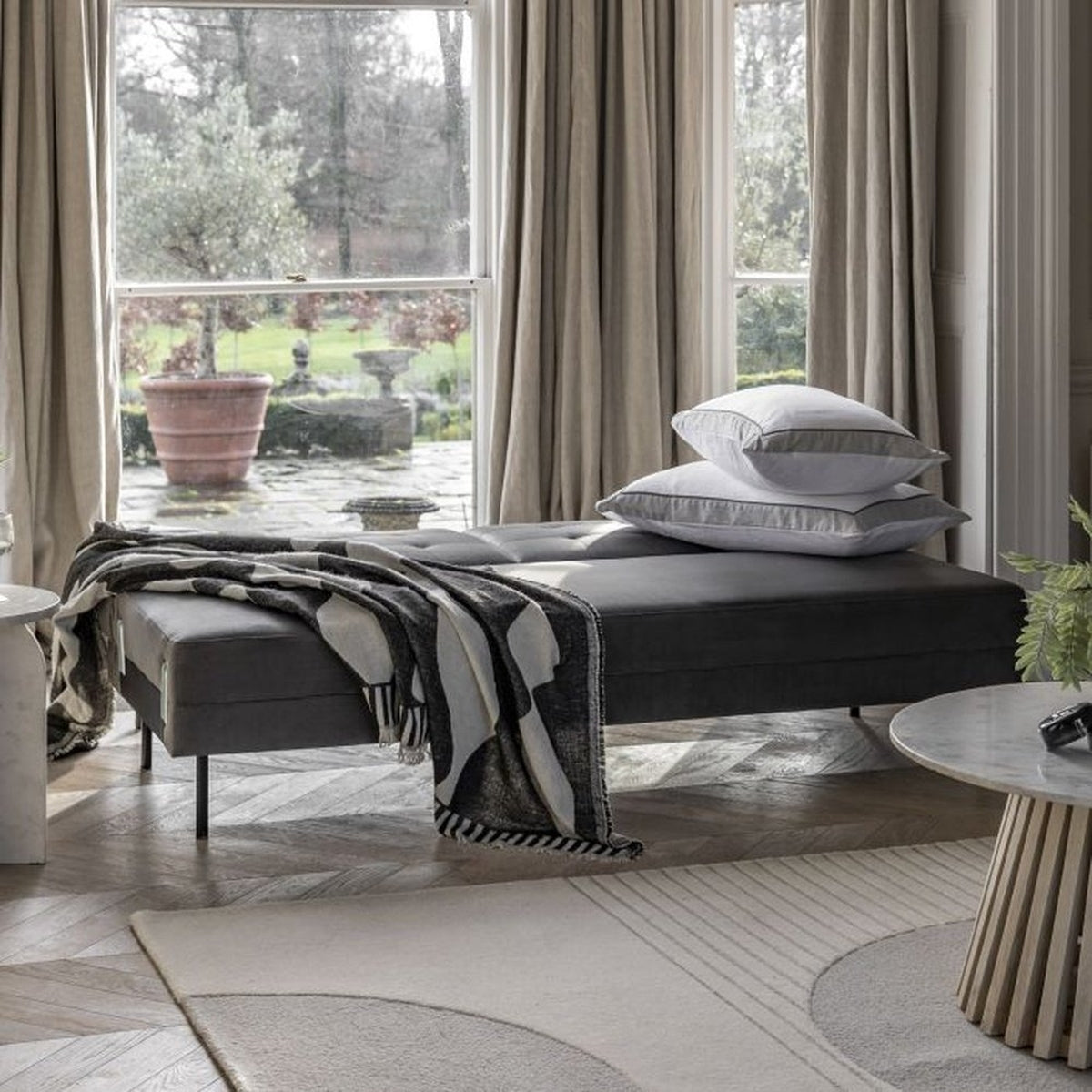 Product photograph of Gallery Interiors Leighton Sofa Bed In Grey from Olivia's.