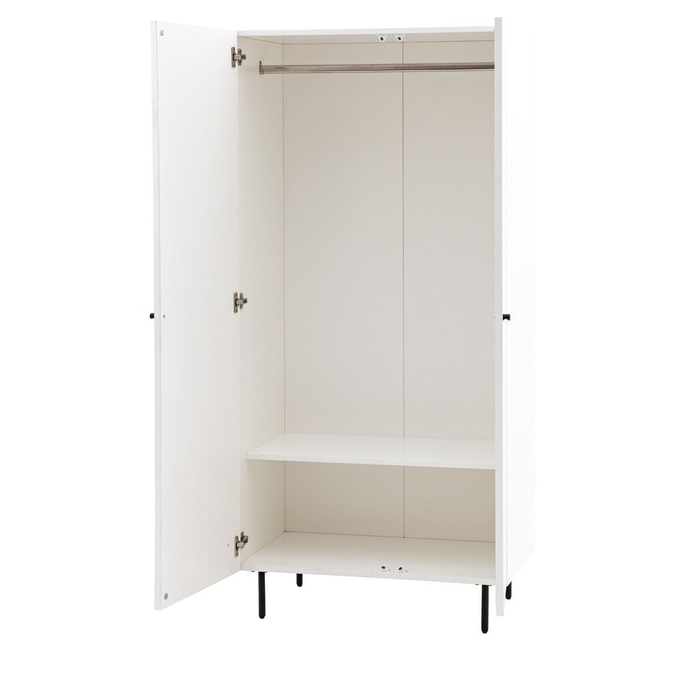 Product photograph of Gallery Interiors Denton 2 Door Wardrobe In White from Olivia's.