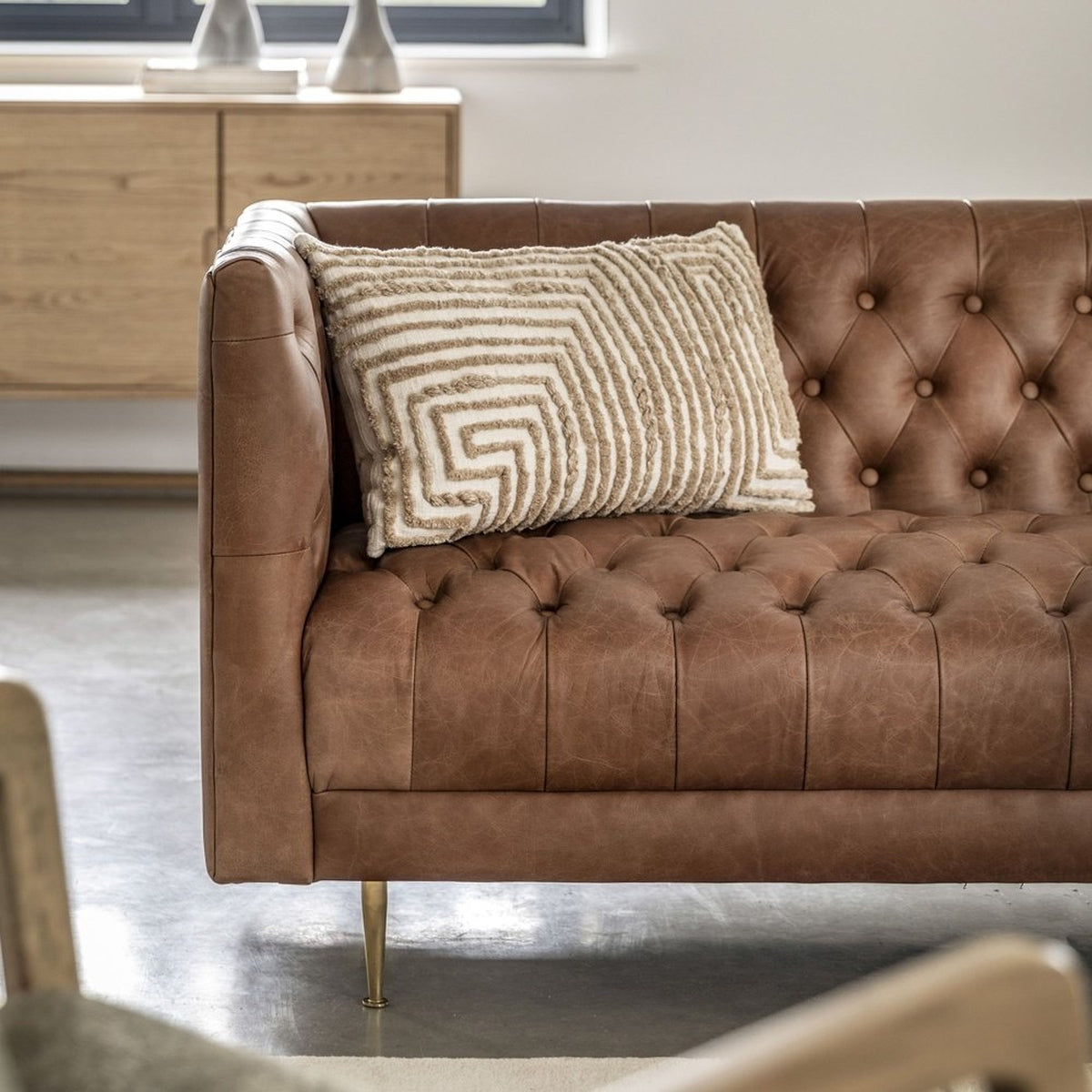 Product photograph of Gallery Interiors Daldo Sofa In Antique Brown Leather from Olivia's.