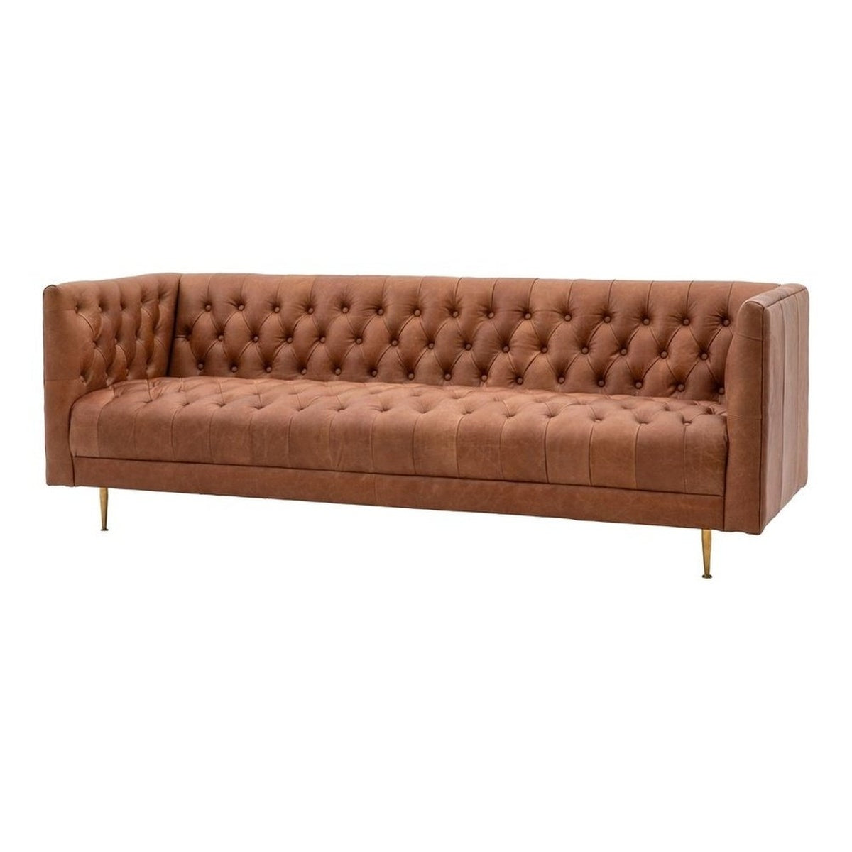 Gallery Interiors Daldo Sofa In Antique Brown Leather