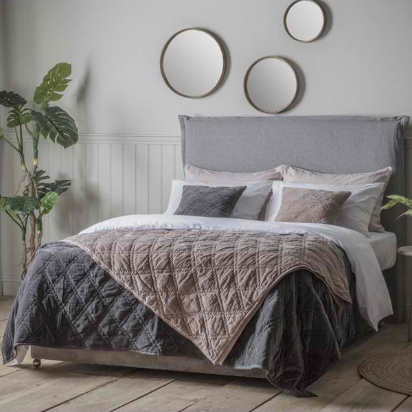 Product photograph of Gallery Interiors Quilted Diamond Blanket Bedspread In Charcoal Outlet from Olivia's.