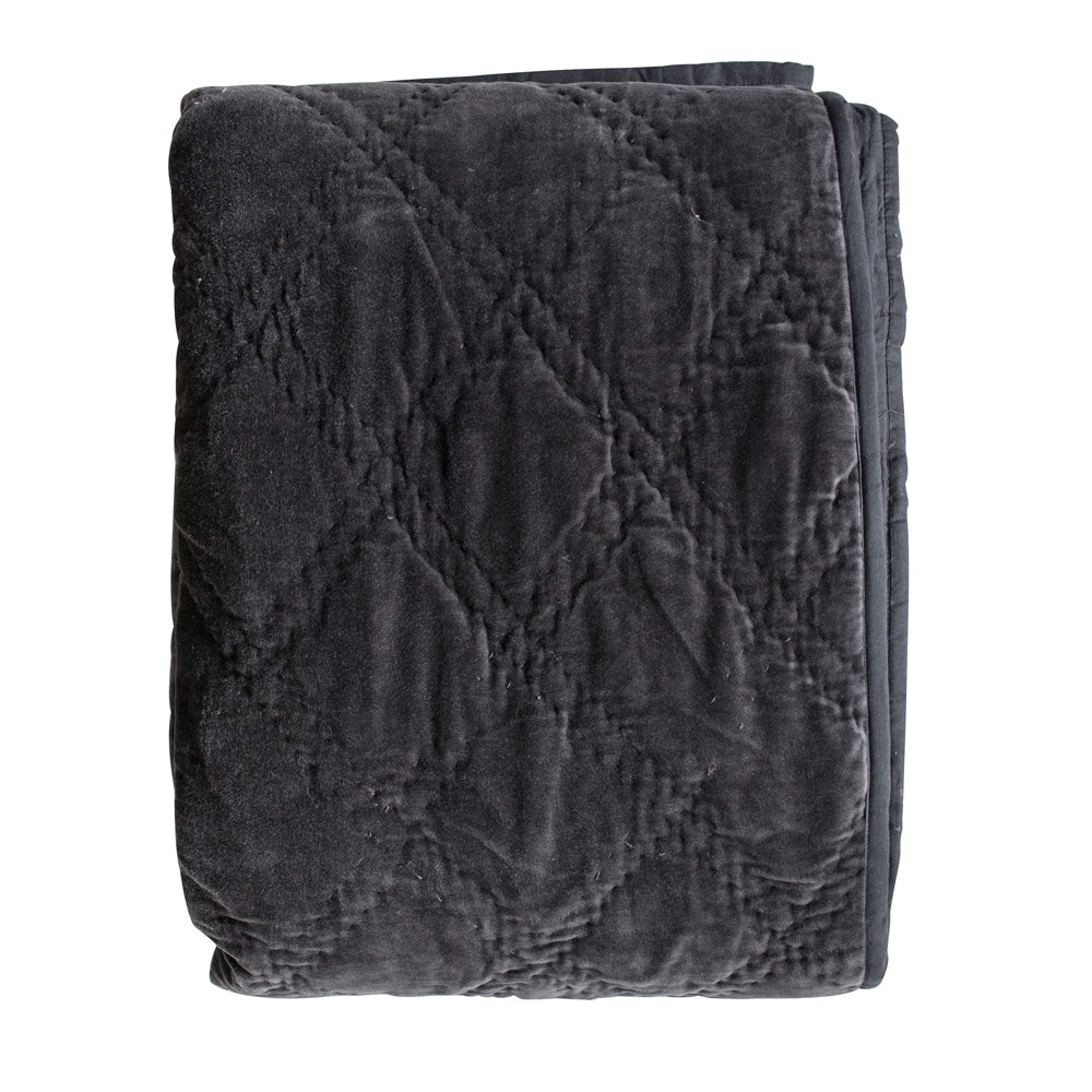 Product photograph of Gallery Interiors Quilted Diamond Blanket Bedspread In Charcoal Outlet from Olivia's.