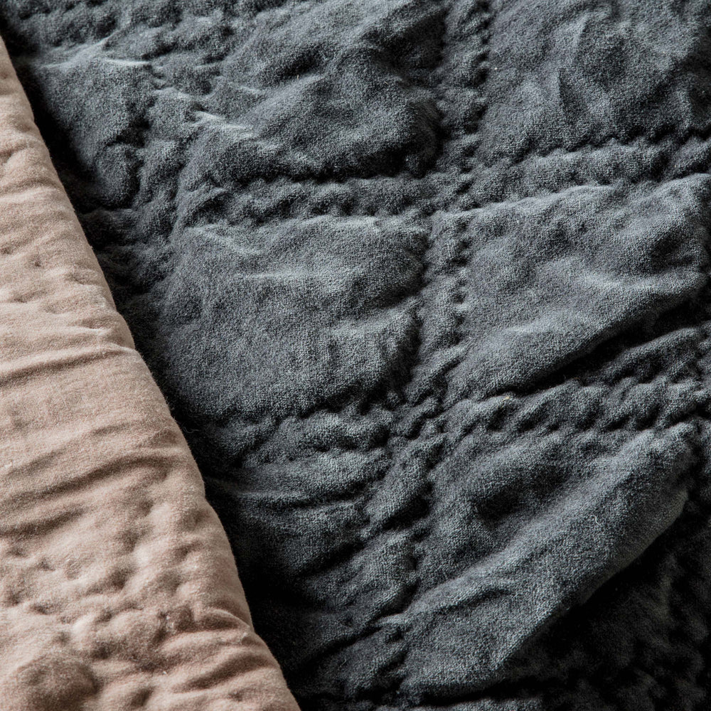 Product photograph of Gallery Interiors Quilted Diamond Blanket Bedspread In Charcoal Outlet from Olivia's.