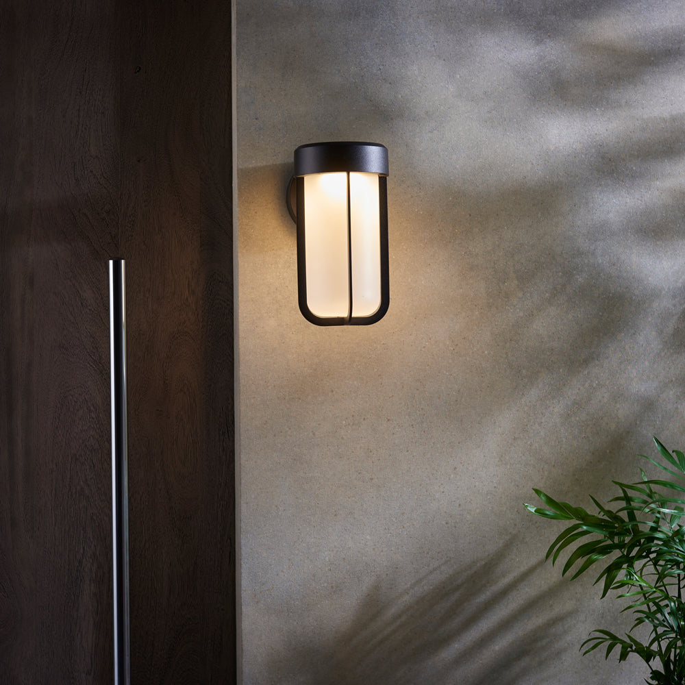 Product photograph of Olivia S Ava Outdoor Wall Light In Black With Frosted Glass Outlet from Olivia's
