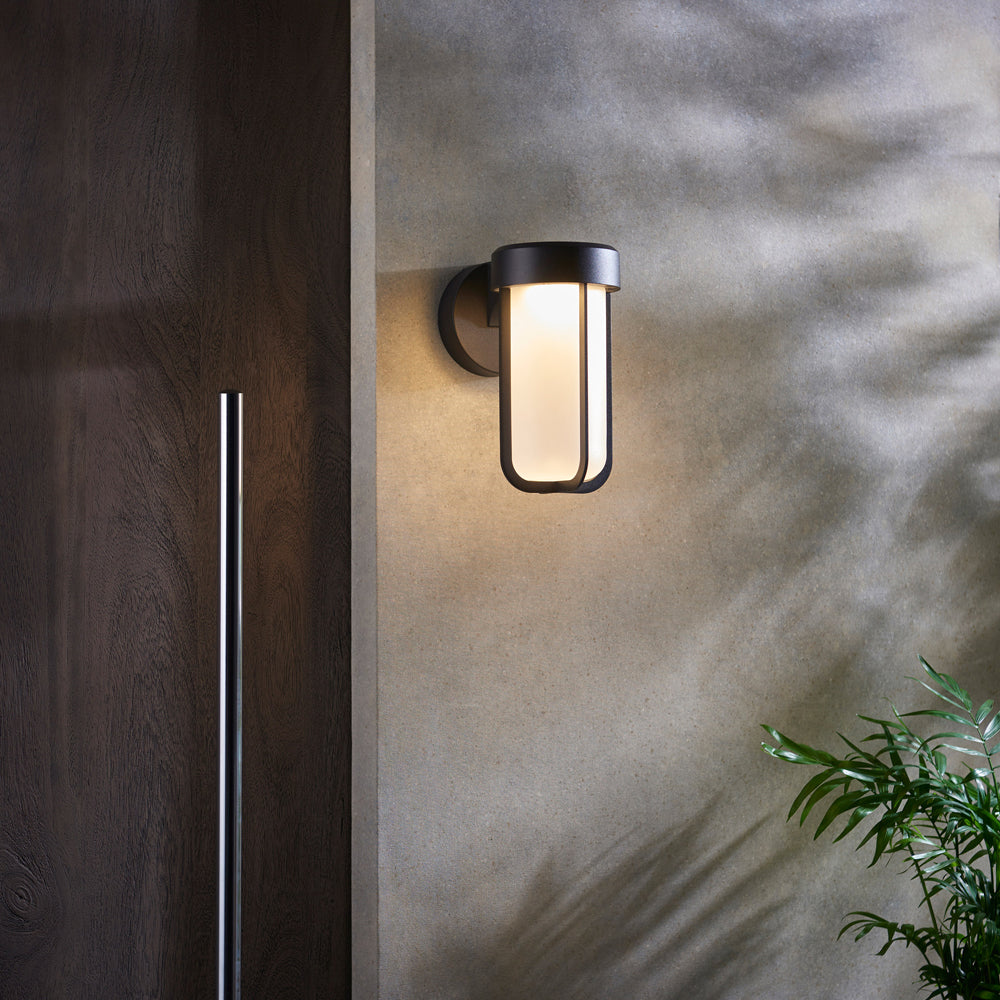 Product photograph of Olivia S Ava Outdoor Wall Light In Black With Frosted Glass Outlet from Olivia's.