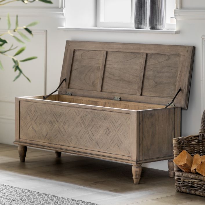 Product photograph of Gallery Interiors Mustique Hall Bench Chest In Natural from Olivia's.