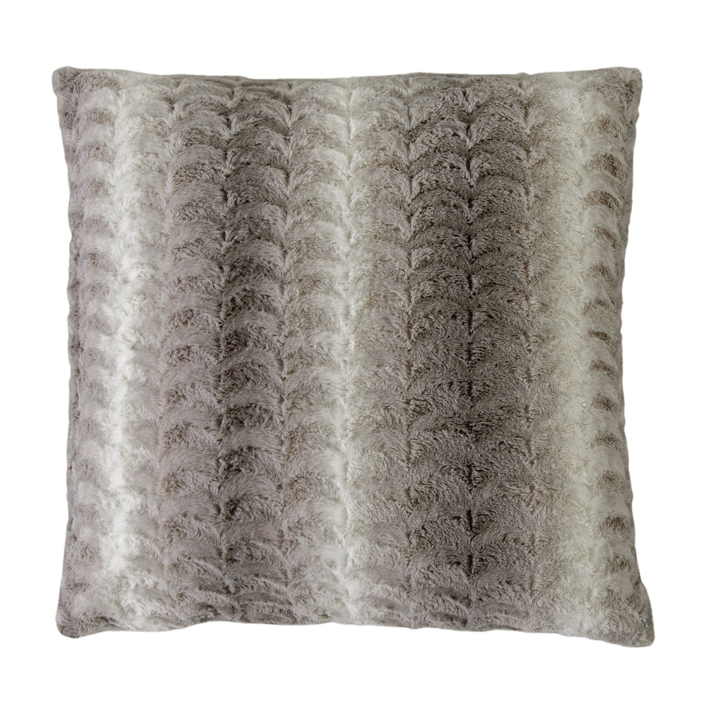 Gallery Interiors Stripe Faux Fur Cushion Natural Outlet