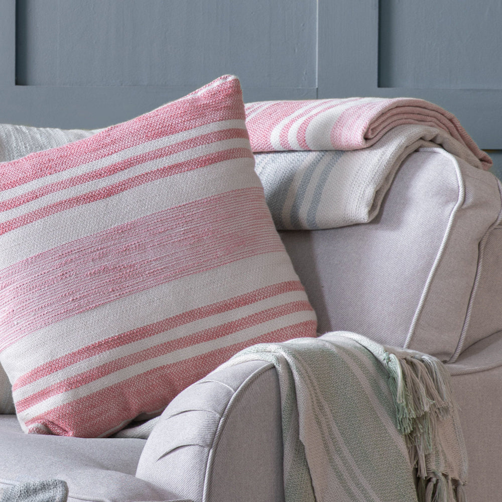 Product photograph of Gallery Interiors Lalla Stripe Throw Coral Outlet from Olivia's.