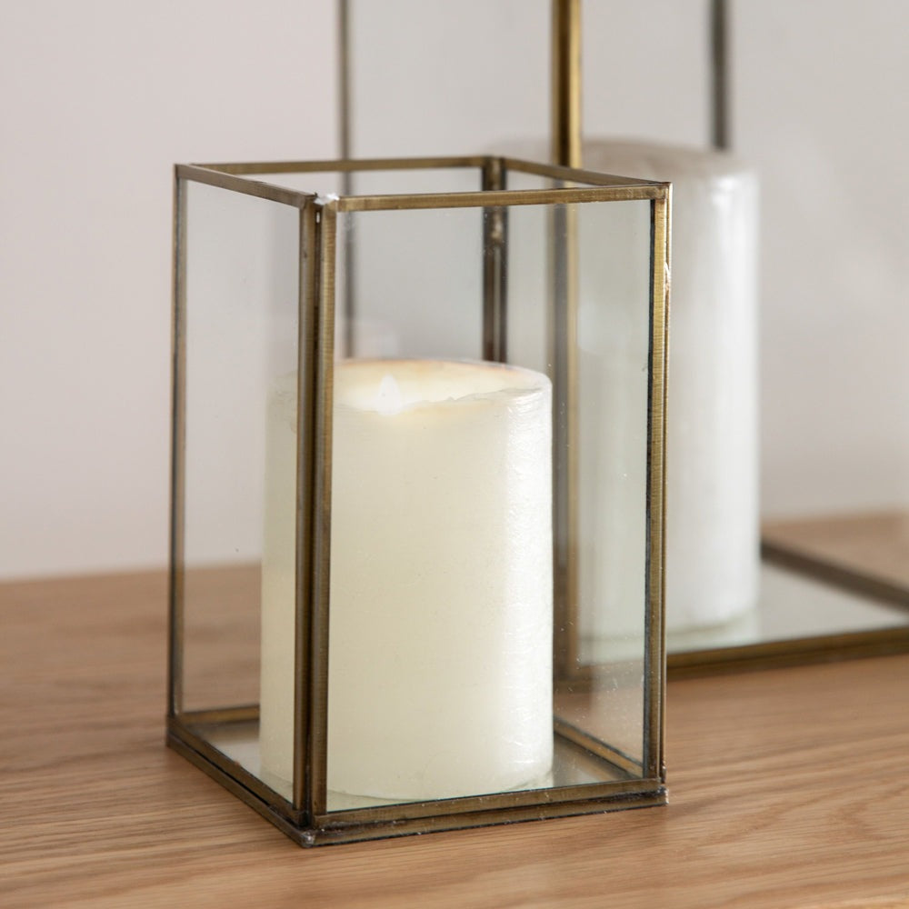 Product photograph of Gallery Interiors Loane Candle Holder In Antique Brass Outlet Medium from Olivia's.