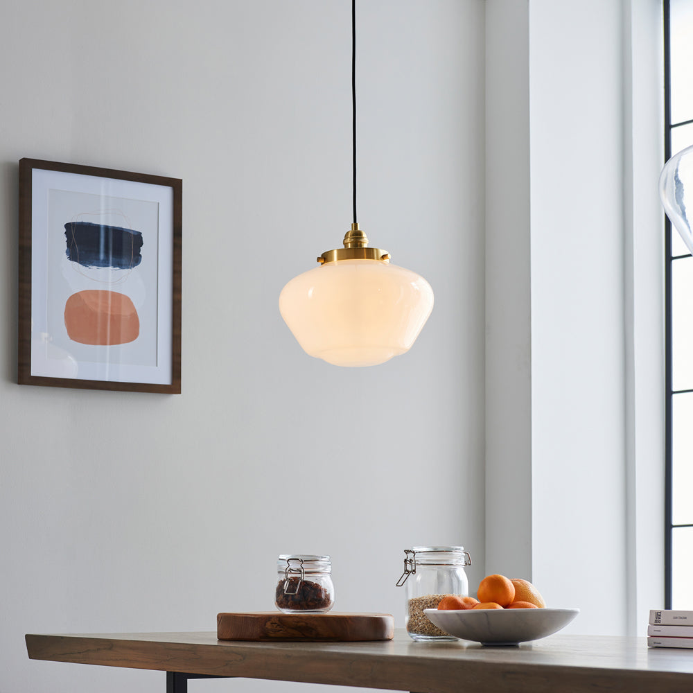Product photograph of Olivia S Isabella Pendant Light In Brass Opal Glass Outlet from Olivia's