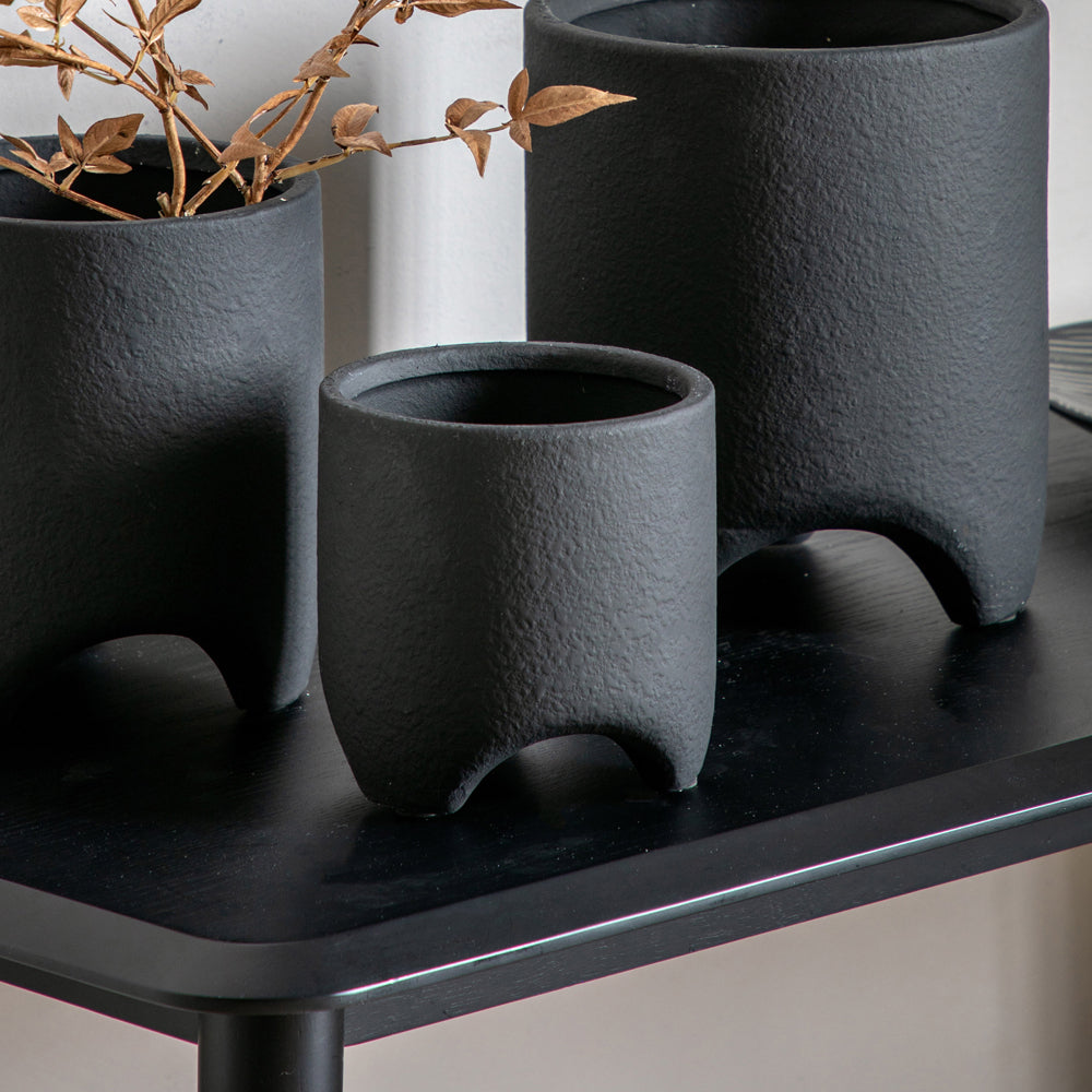 Gallery Interiors Jax Planter Black Smalloutlet