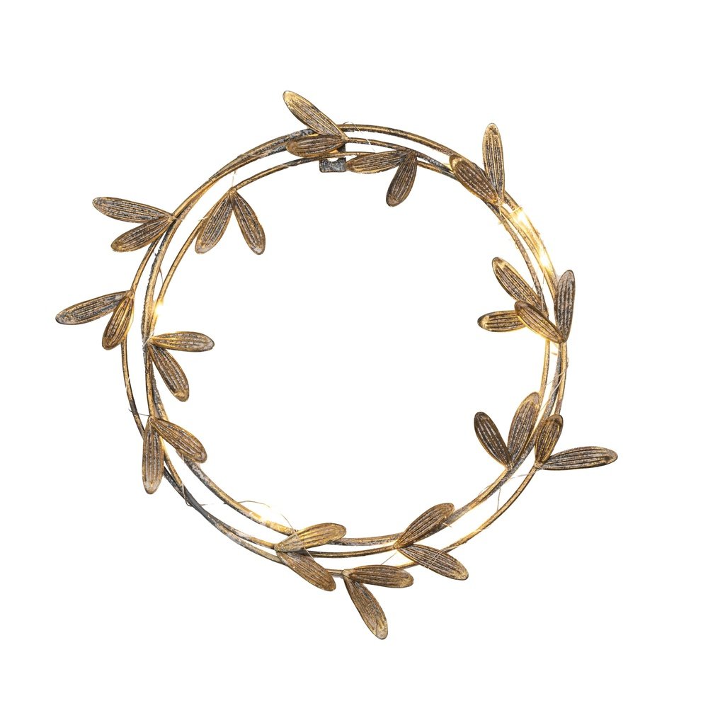 Product photograph of Gallery Interiors Mistletoe Wreath With Led In Gold Outlet from Olivia's
