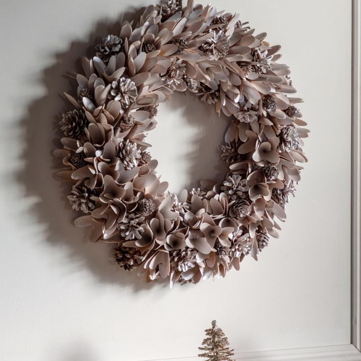 Product photograph of Gallery Interiors Blush Cone Floral Wreath from Olivia's.