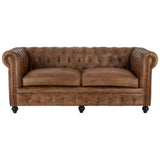 OLIVIA'S SOFT INDUSTRIAL COLLECTION - BUFFS 3 SEATER CHESTERFIELD SOFA IN BROWN