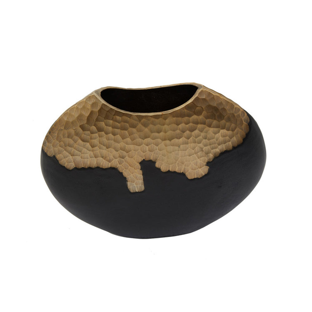Product photograph of Olivia S Luxe Collection - Black And Gold Round Dimpled Vase Large Outlet from Olivia's.