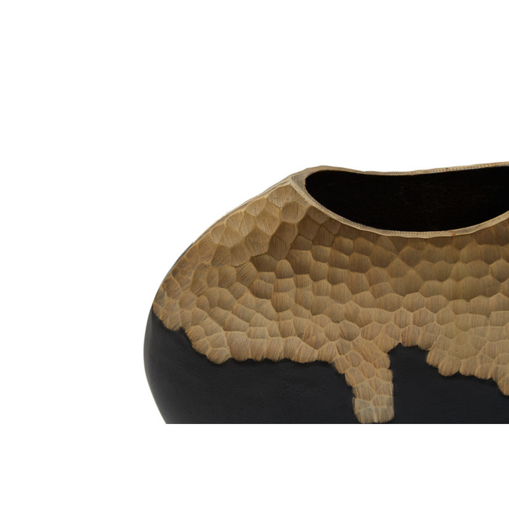 Product photograph of Olivia S Luxe Collection - Black And Gold Round Dimpled Vase Large Outlet from Olivia's.