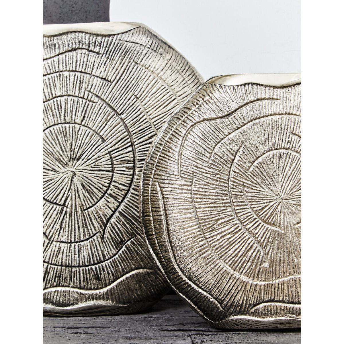 Product photograph of Silva Small Oak Effect Vase - Silver Finish from Olivia's.