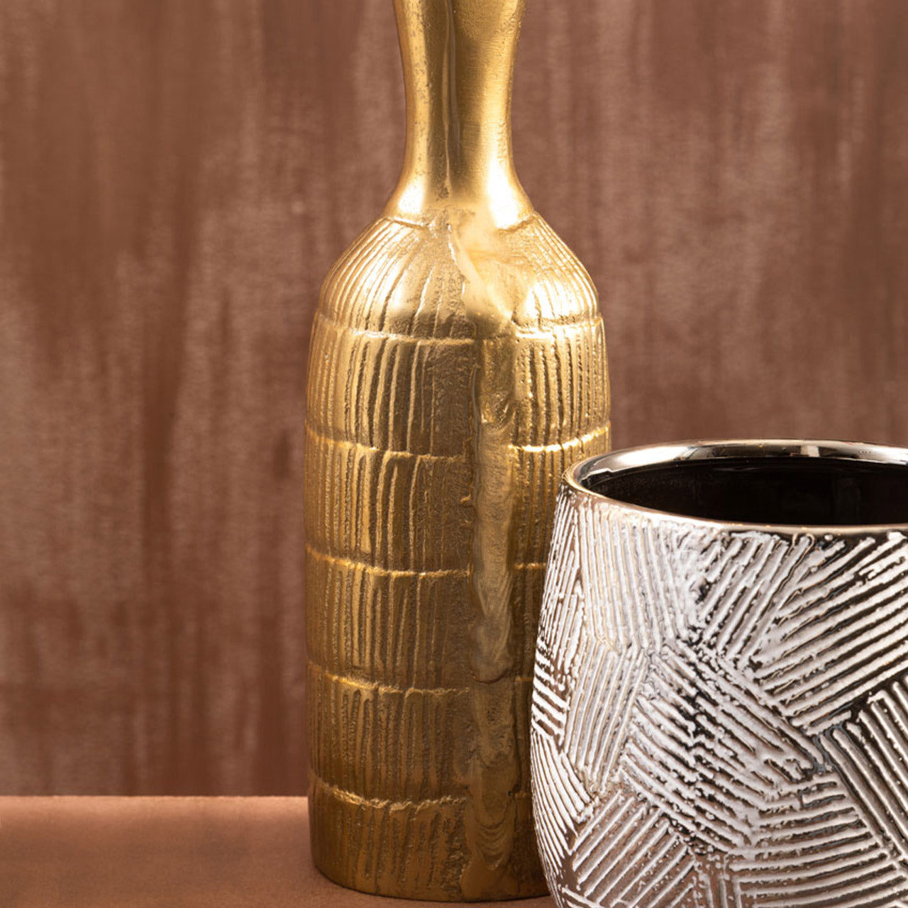 Product photograph of Olivia S Decima Small Rough Bottle Vase In Gold Outlet from Olivia's.