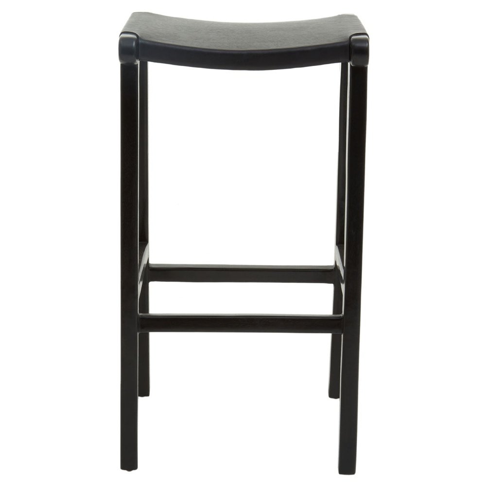 Olivias Kendri Bar Stool In Black Leather Outlet