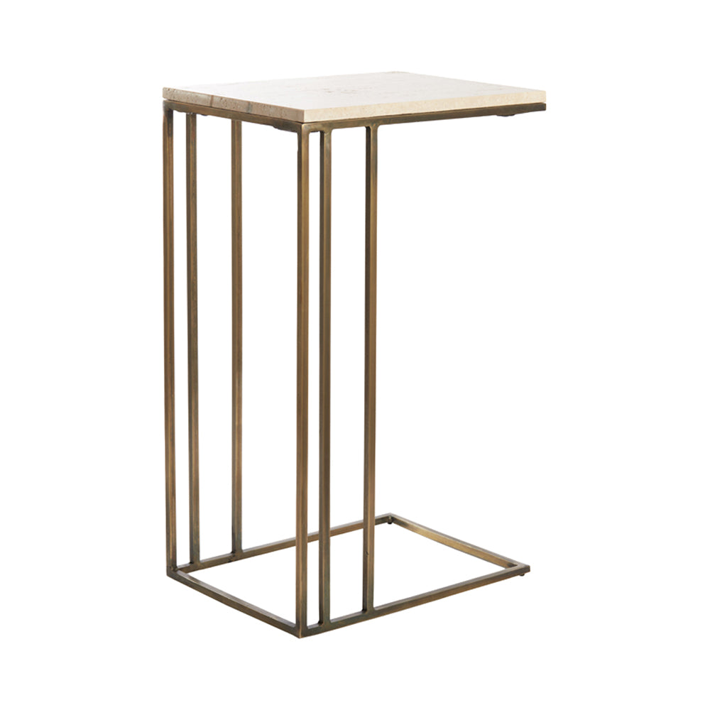 Light Living Roshan Travertine Bronze Side Table