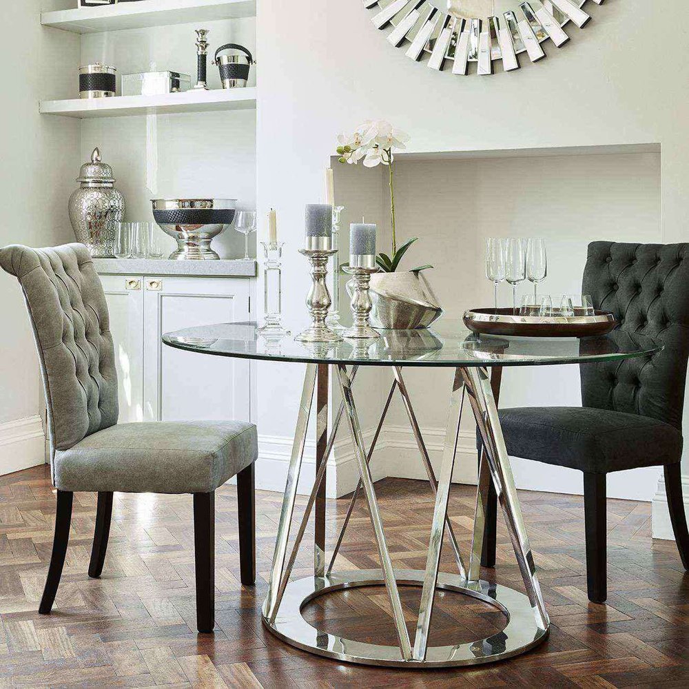 Product photograph of Libra Interiors Jansen Buttonback Dining Chair Dark Grey from Olivia's.
