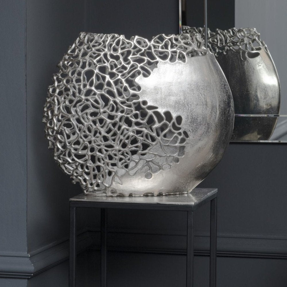 Product photograph of Libra Interiors Apo Coral Ellipse Aluminium Vase from Olivia's.