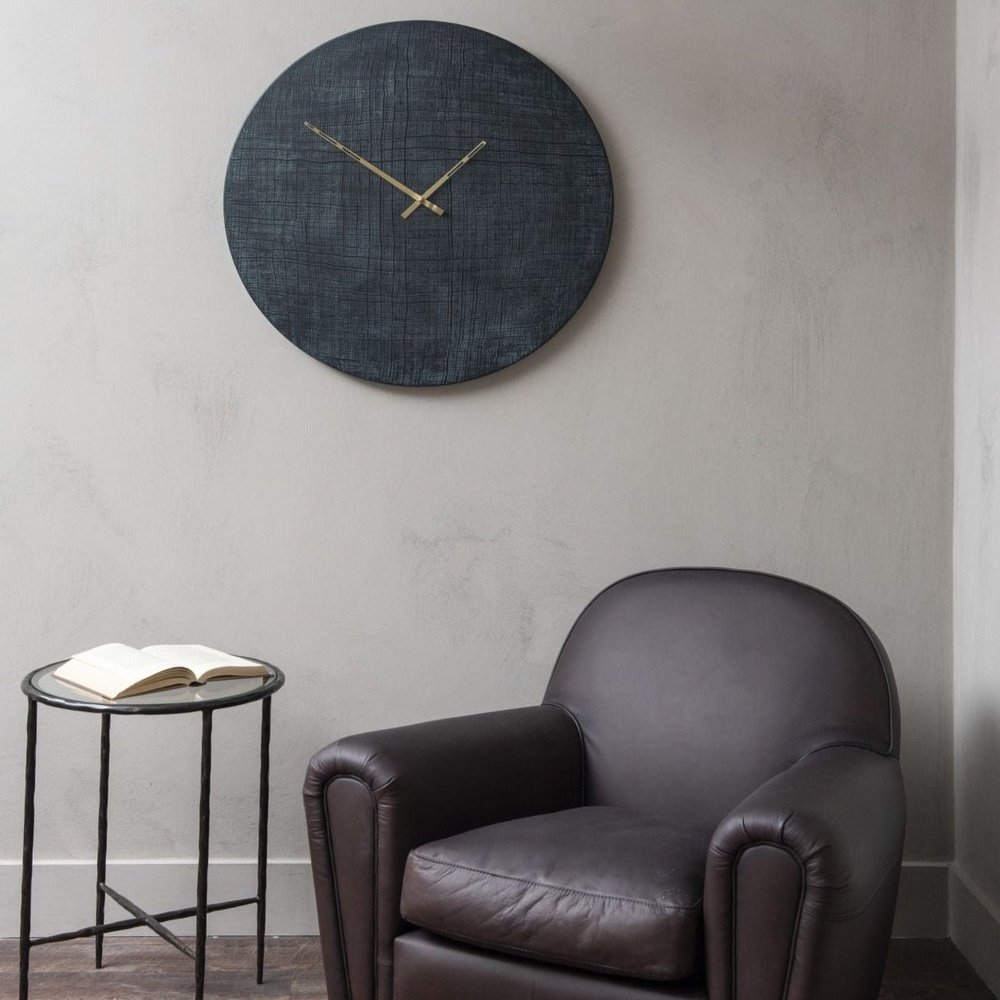 Product photograph of Libra Interiors Textured Aluminium Wall Clock Black And Green from Olivia's.