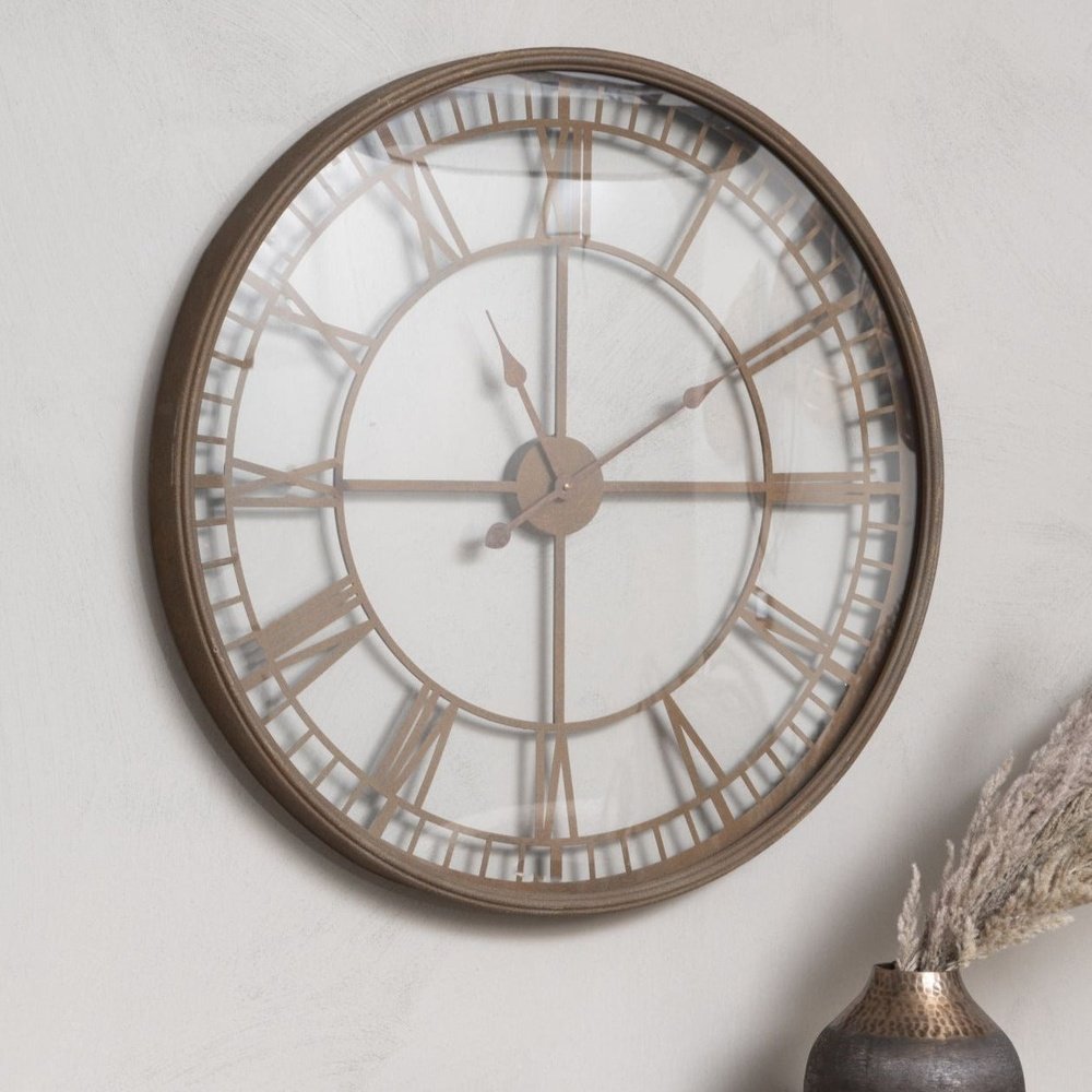 Product photograph of Libra Interiors Antique Skeleton Wall Clock Rust from Olivia's.