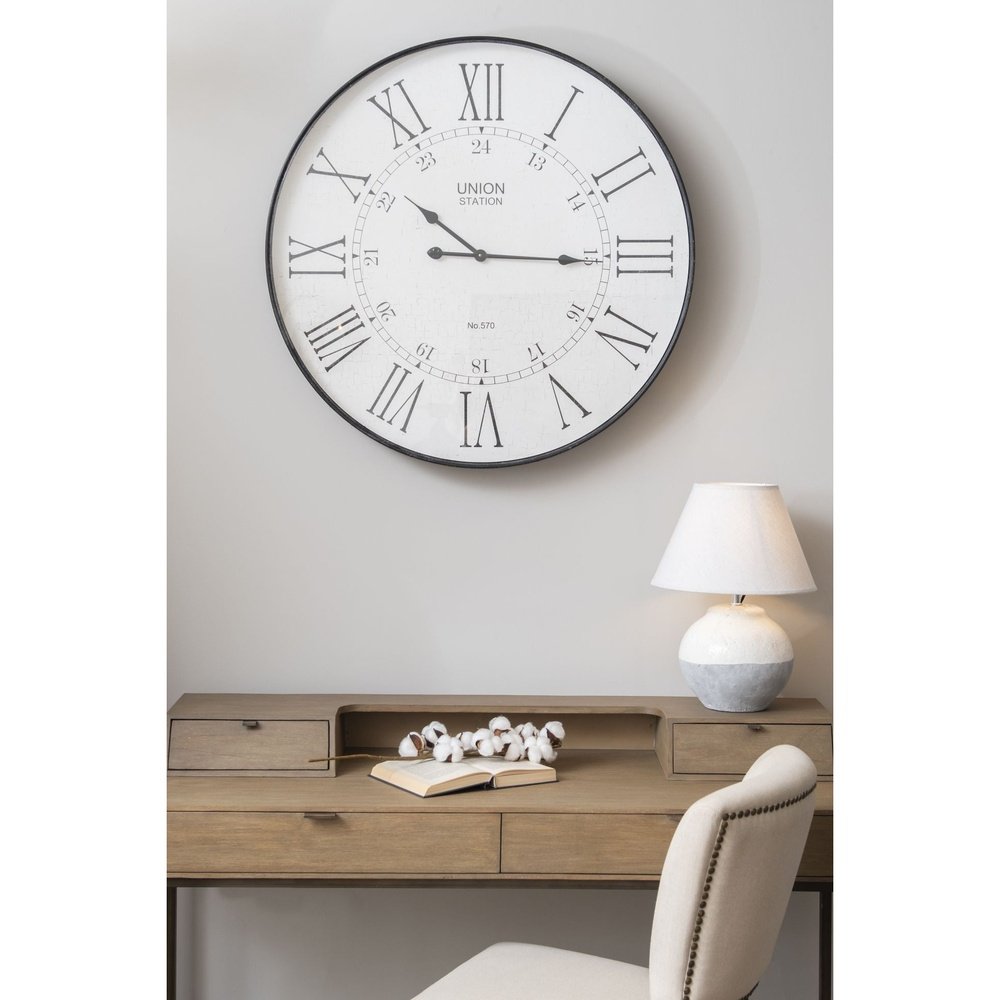 Product photograph of Libra Interiors Antique Wall Clock Grey from Olivia's.