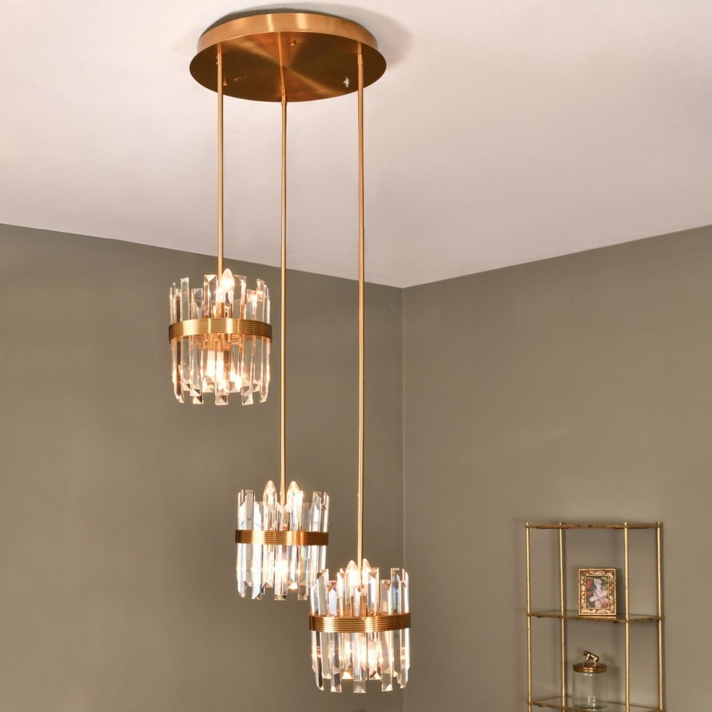 Product photograph of Libra Interiors Set Of Three Crystal Pendant Lights from Olivia's.