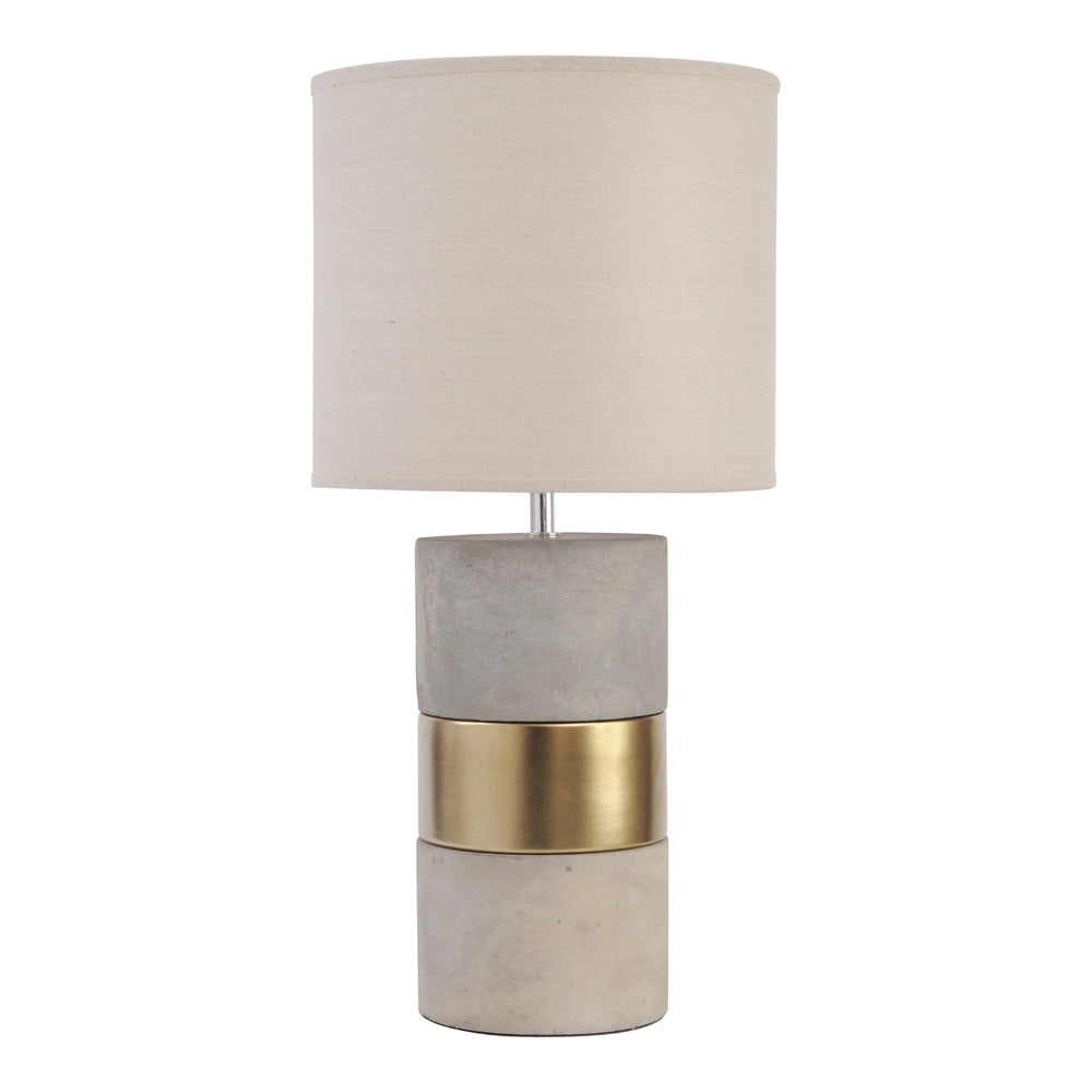 Libra Urban Botanic Collection Concrete And Gold Table Lamp With Natural Shade Outlet