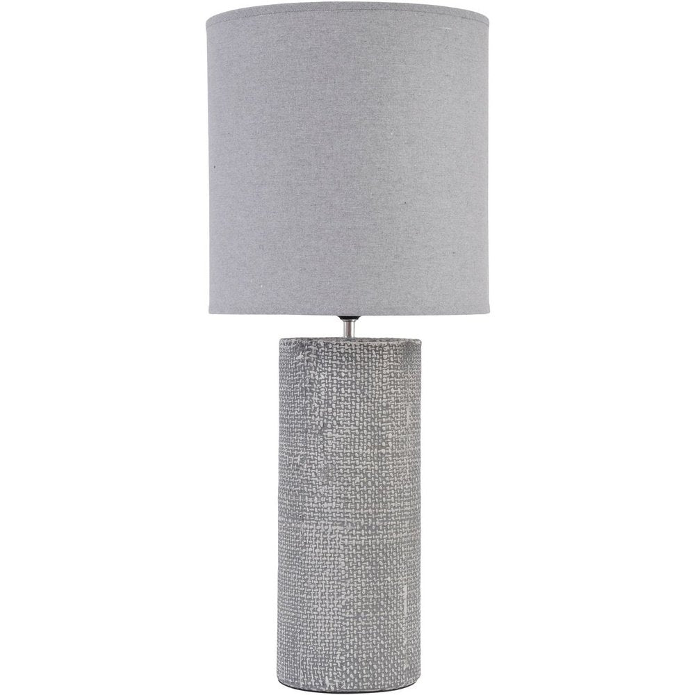 Product photograph of Libra Interiors Tall Textured Porcelain Table Lamp With Shade Grey Outlet from Olivia's