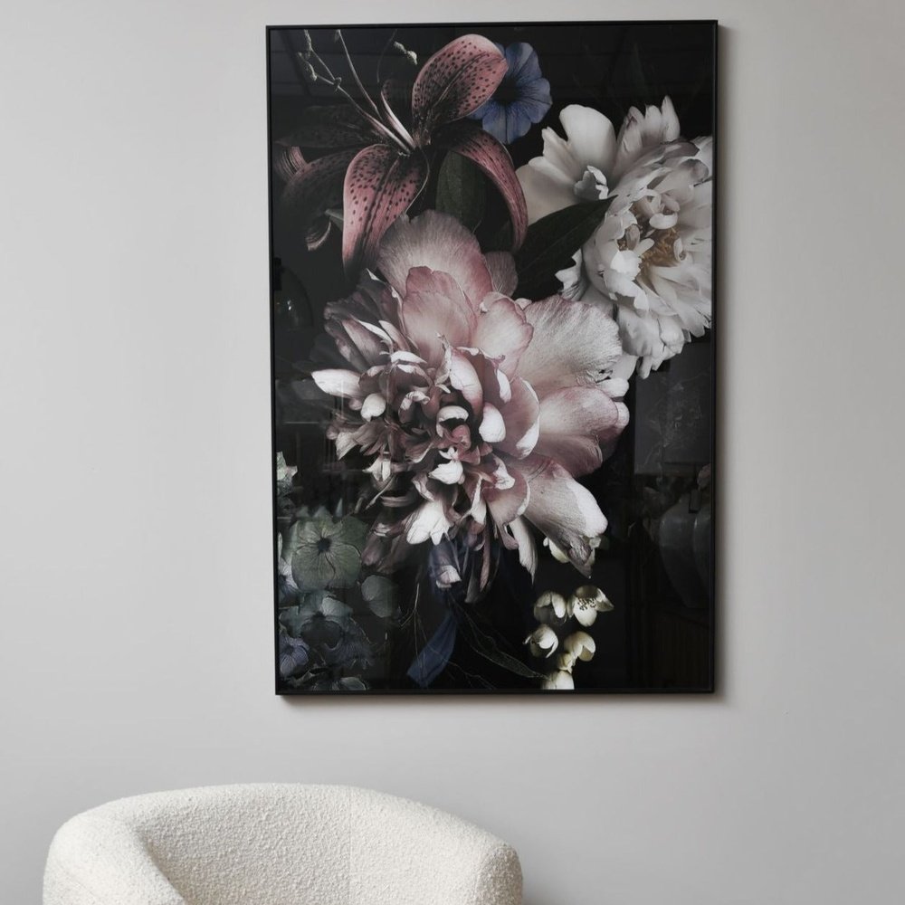 Product photograph of Libra Interiors Floral Glass Wall Art from Olivia's.