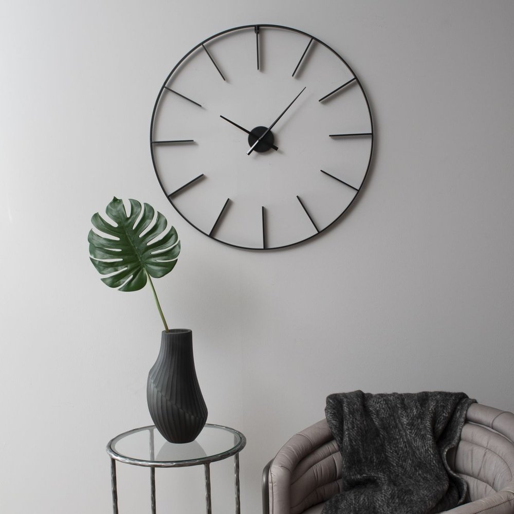 Product photograph of Libra Interiors Tiverton Skeleton Wall Clock In Black from Olivia's.