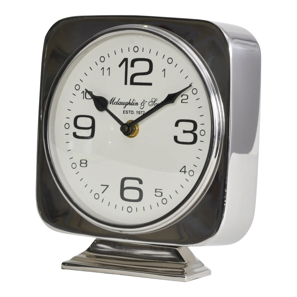 Libra Midnight Mayfair Collection Vickery Silver Nickel Square Mantel Clock On Stand Outlet