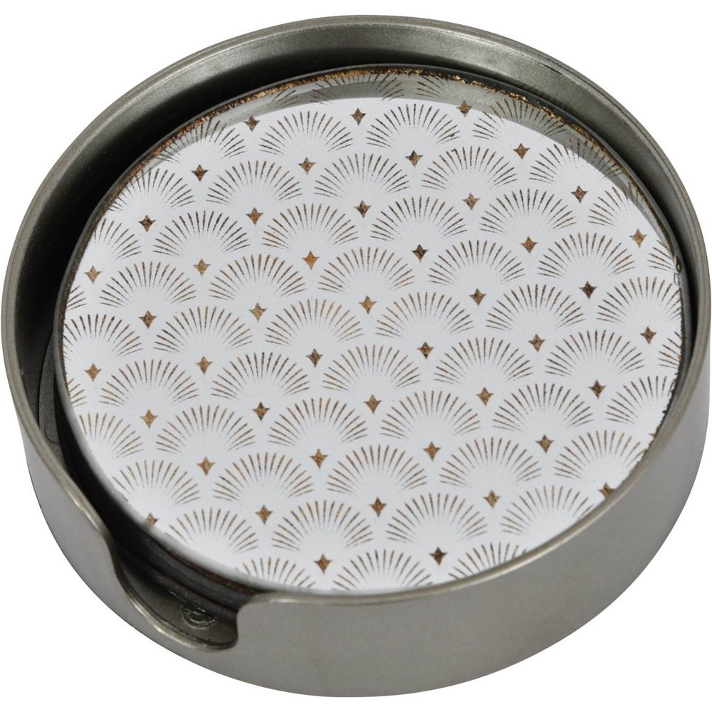 Deco Scallop Antique Gold Set Of 4 Coasters Outlet