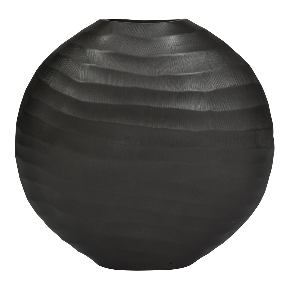 Product photograph of Libra Iconic Large Ripples Graphite Aluminium Elliptical Vase Outlet from Olivia's