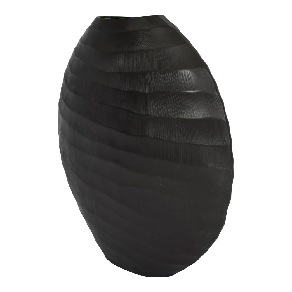Product photograph of Libra Iconic Large Ripples Graphite Aluminium Elliptical Vase Outlet from Olivia's.