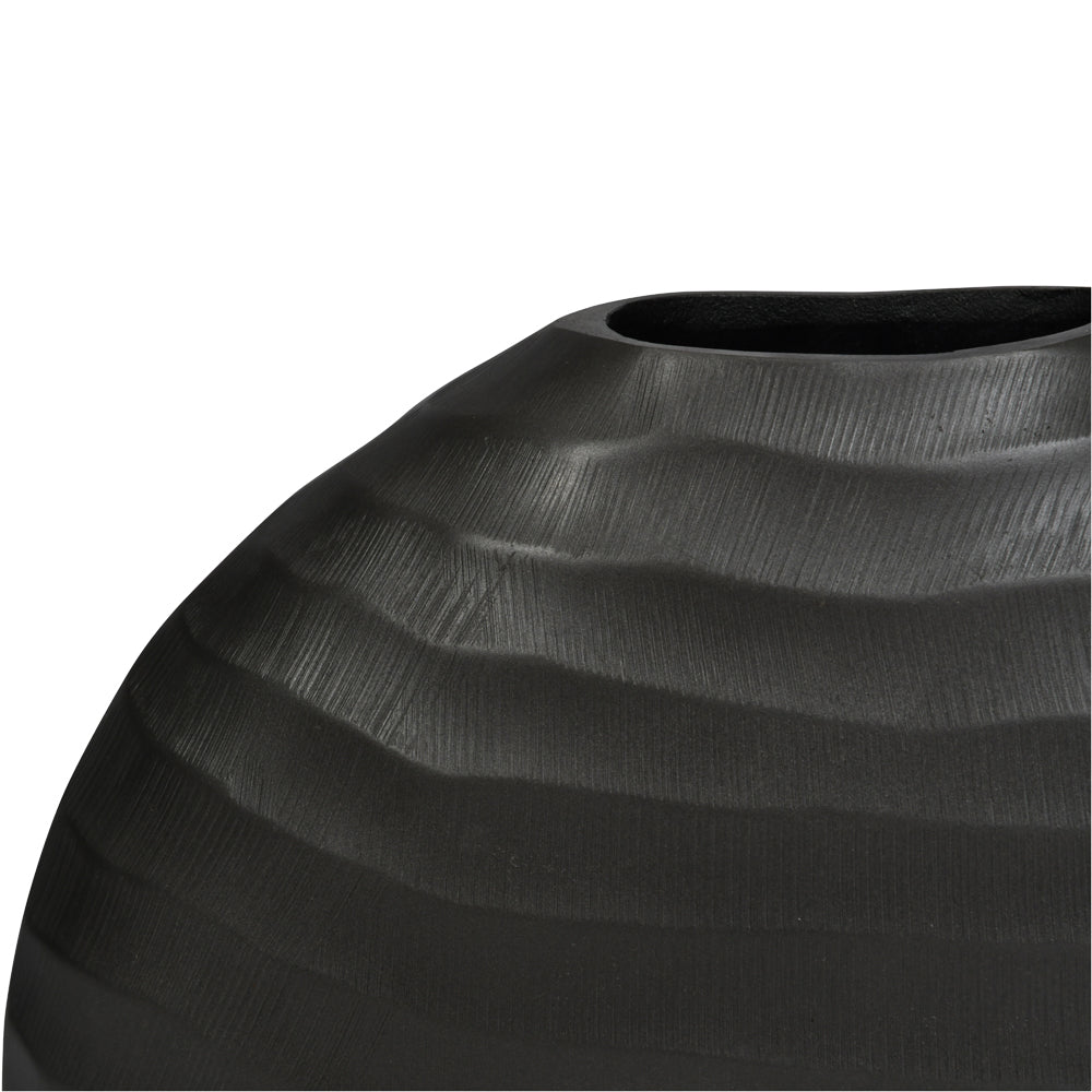 Product photograph of Libra Iconic Large Ripples Graphite Aluminium Elliptical Vase Outlet from Olivia's.