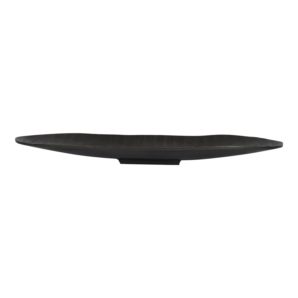 Product photograph of Libra Interiors Iconic Ripples Graphite Aluminium Elliptical Platter Large Outlet from Olivia's.