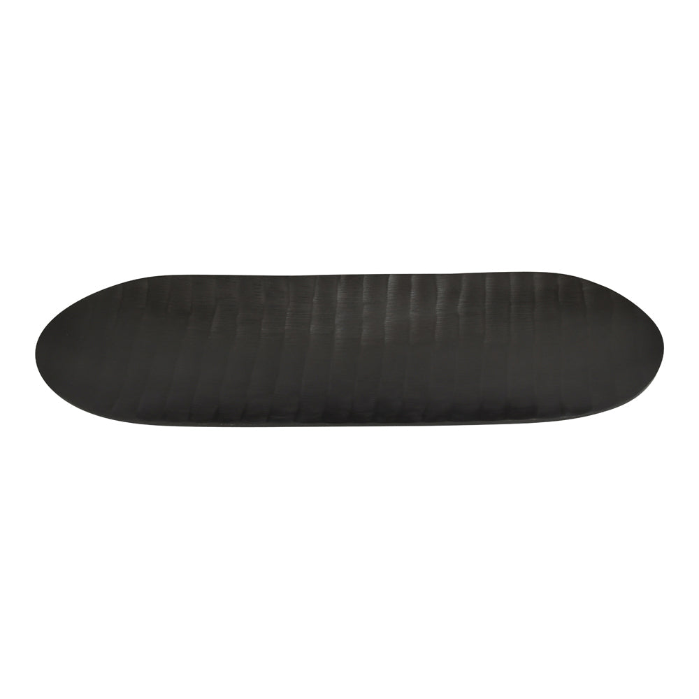 Product photograph of Libra Interiors Iconic Ripples Graphite Aluminium Elliptical Platter Large Outlet from Olivia's.