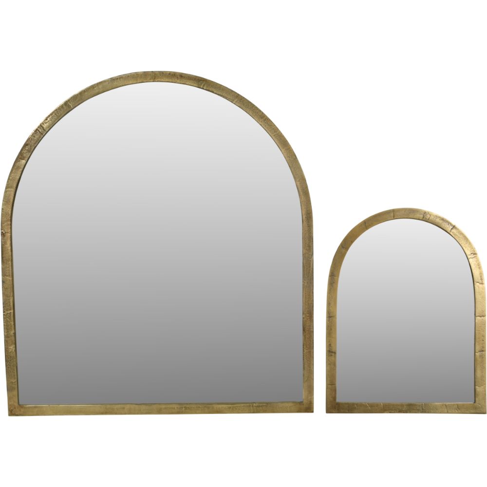 Product photograph of Libra Interiors Arched Window Large Mirror In Brass Finish from Olivia's