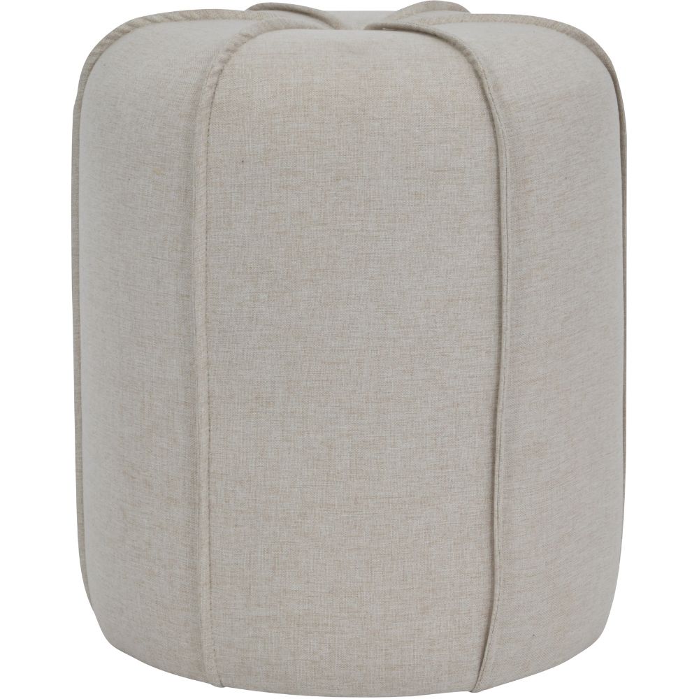 Product photograph of Libra Interiors Seamed Button Stool In Oatmeal Fabric from Olivia's